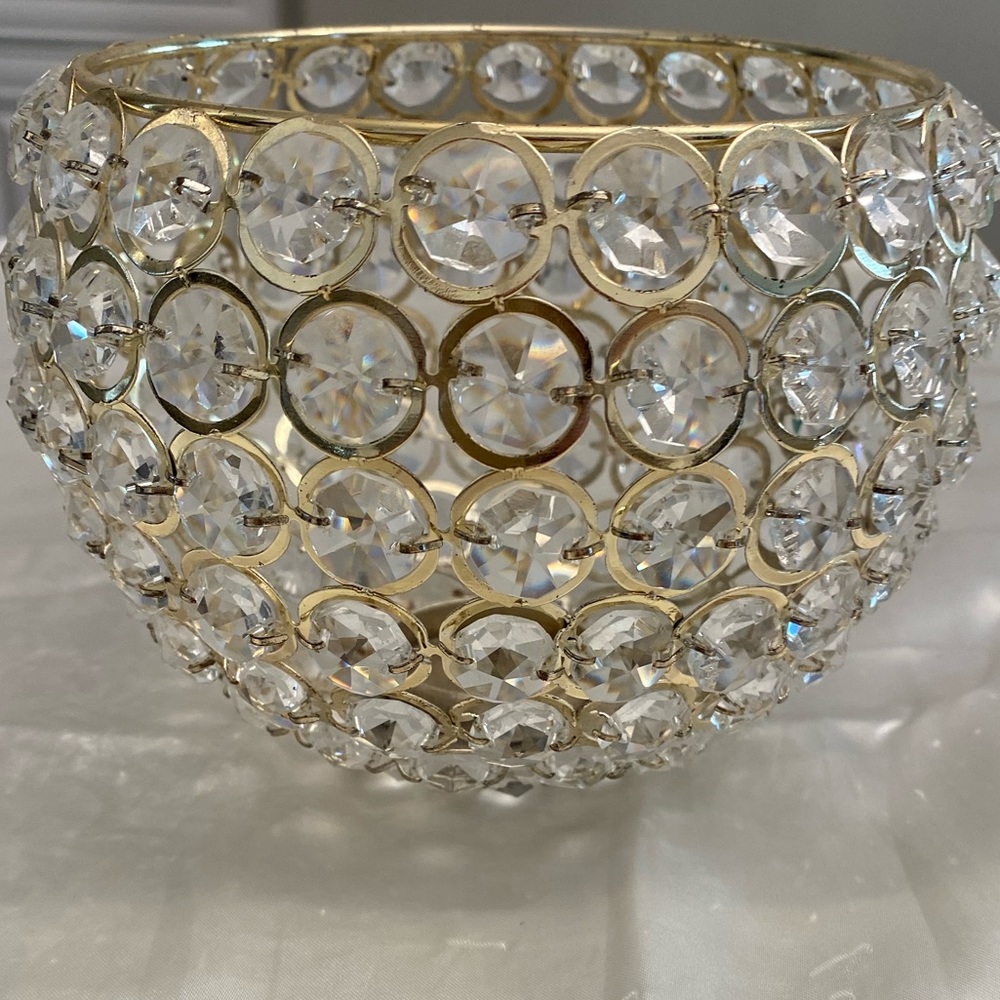 Large Round Faux Crystal Votive Candle Holder